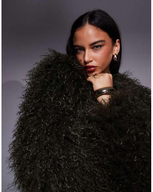 ASOS Multicolor Asos X The Sourced Collection Cropped Faux Fur Coat
