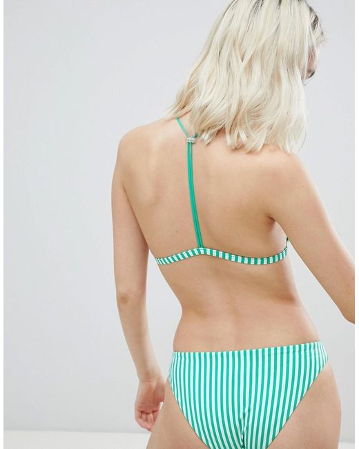 Weekday Denim Triangle Bikini Top in Green - Lyst