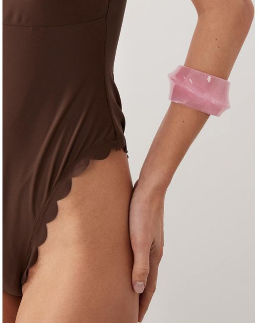 The Frolic Brown Exclusive Scallop Trim Bandeau Swimsuit