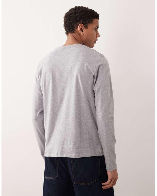 ASOS Gray Essentials Long Sleeve Regular Fit T-shirt for men