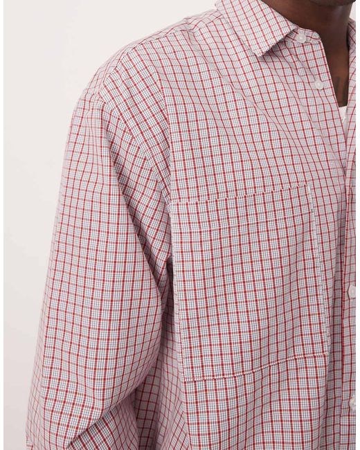 Camicia Squadrata Oversize A Quadri di ASOS in Pink da Uomo