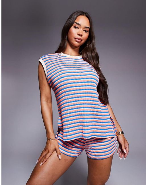 River Island Blue Textured Tank Top Co-ord