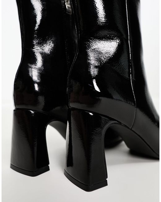 Glamorous Black Mid Heel Ankle Boots