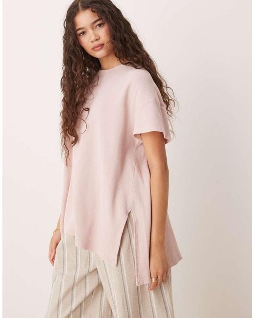 ASOS Natural Extreme Hem Oversized Waffle T-shirt