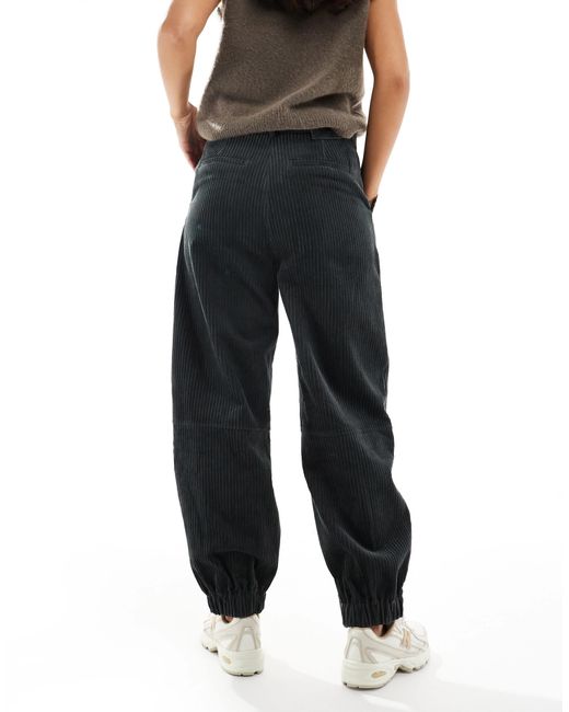 ASOS Blue Cord Barrel Leg Trousers With Belt