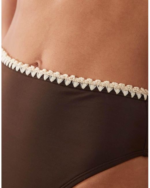 ASOS Brown Whitney Whip Azores High Leg High Waist Bikini Bottoms With Whipstitch Detailing