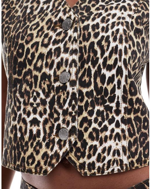 Exclusivité - - gilet sans manches d'ensemble en denim riche en coton - léopard Kaiia en coloris Multicolor