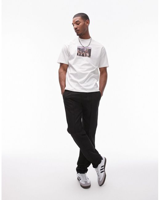 T-shirt super oversize écru con stampa fotografica di negozio di Topman in White da Uomo