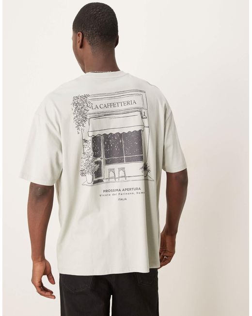 ASOS Natural Oversized T-shirt With Scenic Graphic for men