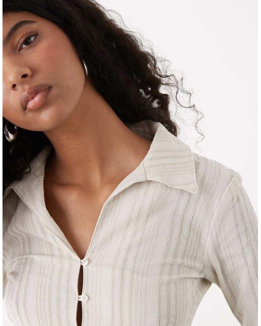 Weekday White Button Up Long Sleeve Shirt