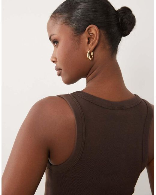 Gina Tricot Brown Super Stretch Scoop Neck Tank Top