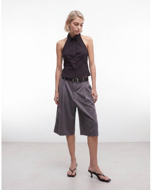 Weekday Black Sleeveless Button Down Shirt