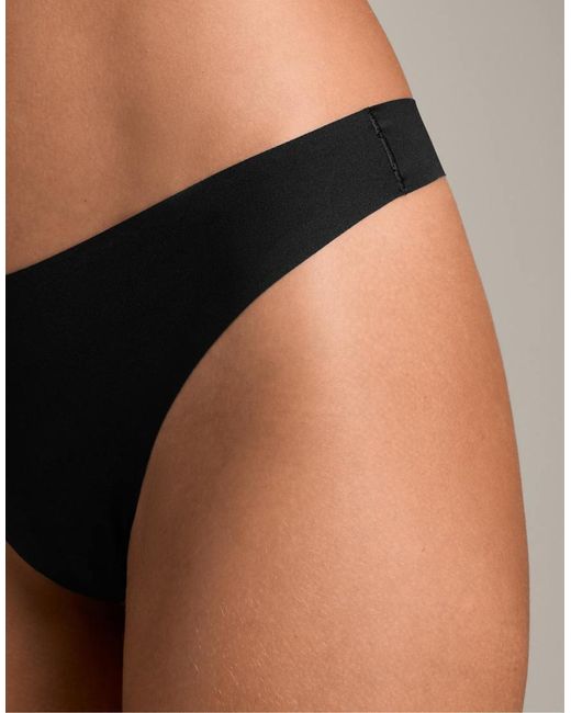 Oysho Black 3 Polyamide Blend Invisible Thongs