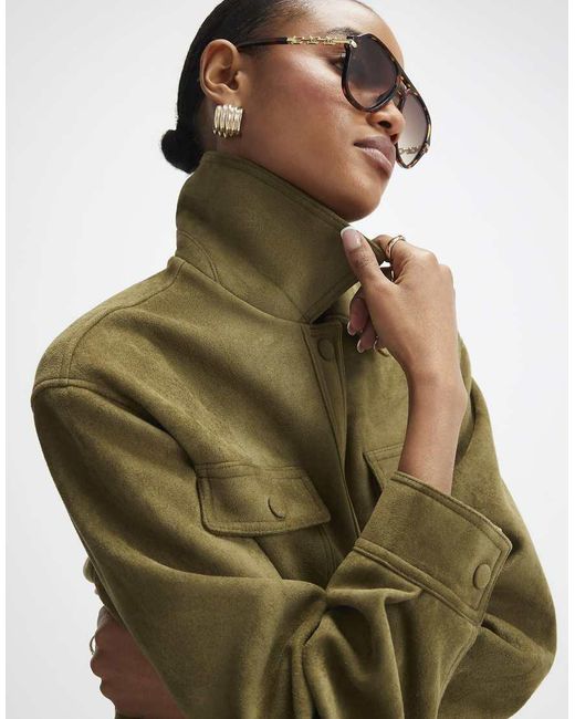 River Island Green Belted Faux Suede Jacket