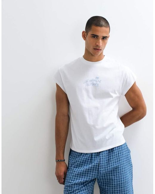 ASOS White Boxy Relaxed T-shirt With Los Angeles Graphic for men