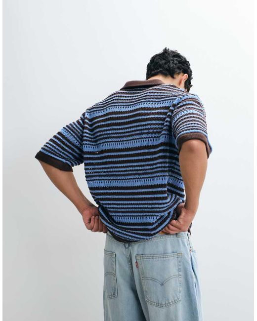 ASOS Blue Relaxed Knitted Gradient Notch for men