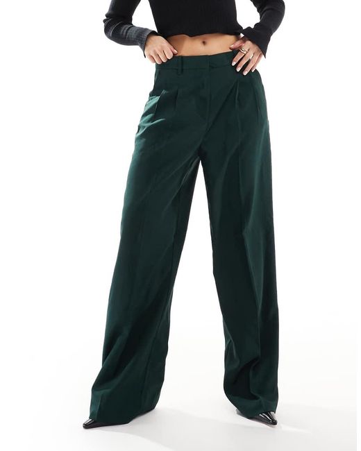 Vero Moda Elegante Dad Broek Met Wijde Pijpen in het Green