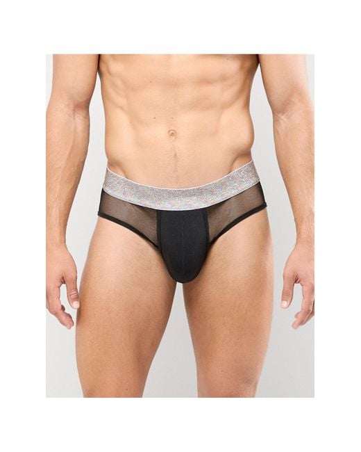 String fesses nues en U avec tulle et taille à paillettes ASOS pour homme en coloris Black