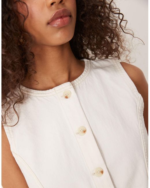 Abercrombie & Fitch Natural – longline-jeansweste