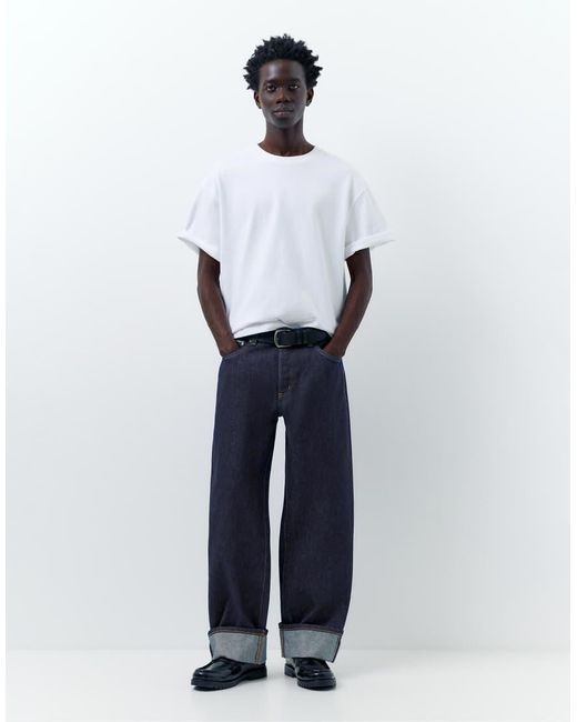 Pull&Bear Blue Straight-Leg Selvedge Jeans for men