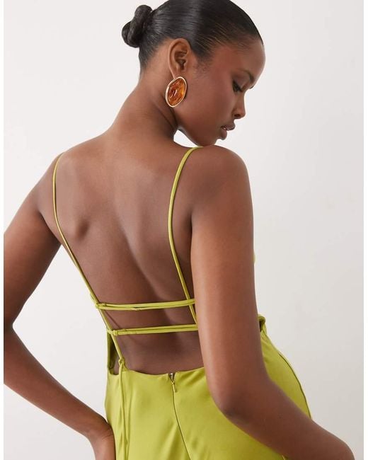 ASOS White Straight Neck Cami Midi Dress With Strappy Back