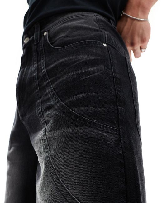 ASOS – lange jeans-jorts in Black für Herren