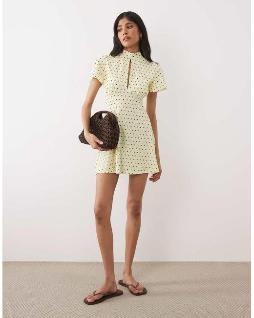ASOS Natural Cap Sleeve With Tie Detail Mini Dress