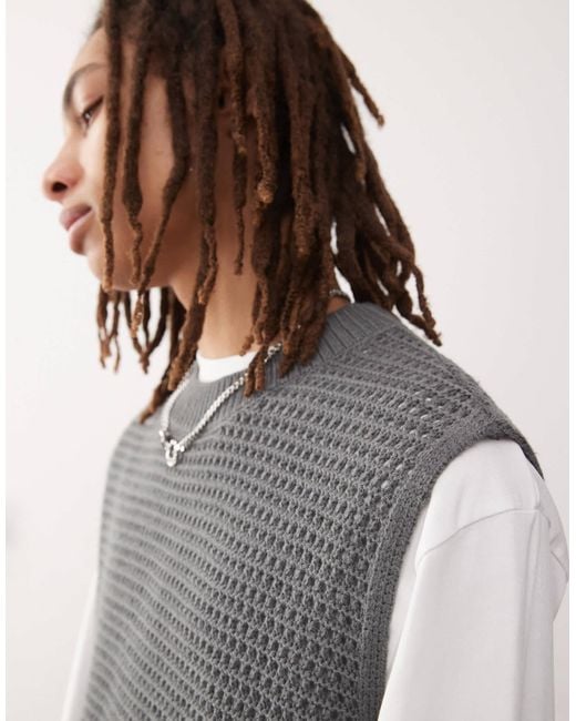 Collusion White Knitted Oversized Vest for men