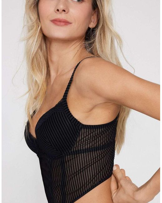 Tezenis Black Glam Rib Push-Up Bra Top