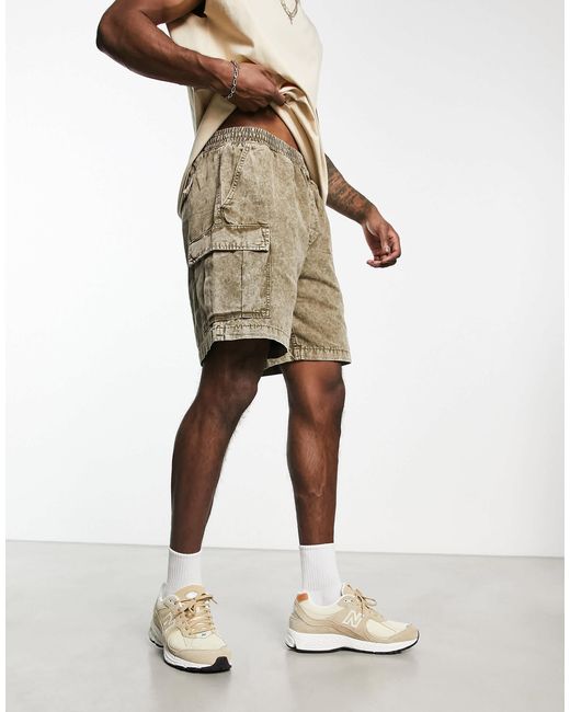 Weekday Natural Joshua Cargo Shorts for men