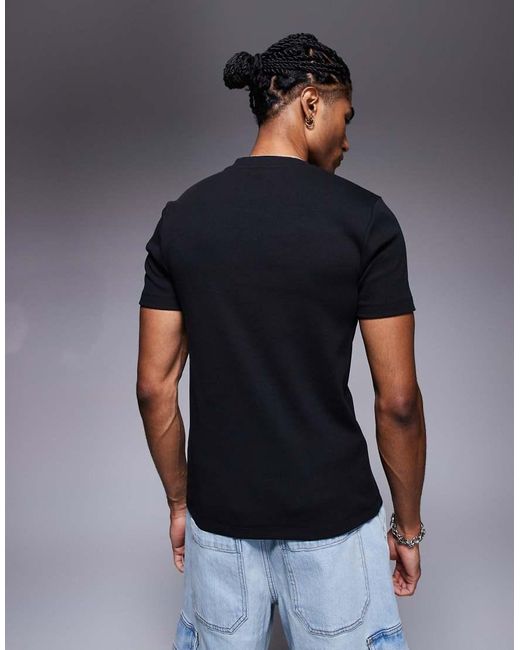 ASOS Blue Muscle Fit T-Shirt With Henley Neck for men