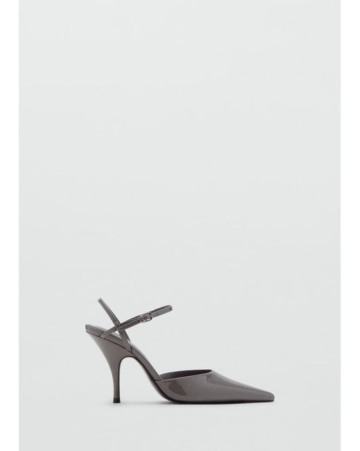Mango White Sling Back Shoes With Cross Strap Heel