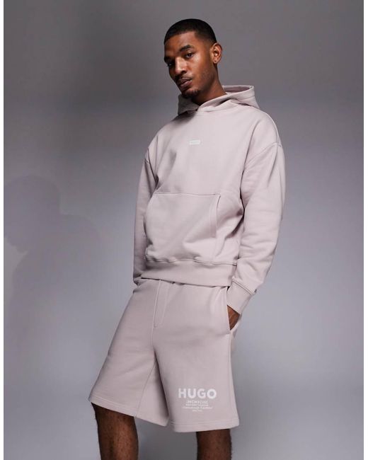 HUGO Purple Loose Fit Shorts Co-Ord With Logo Print for men