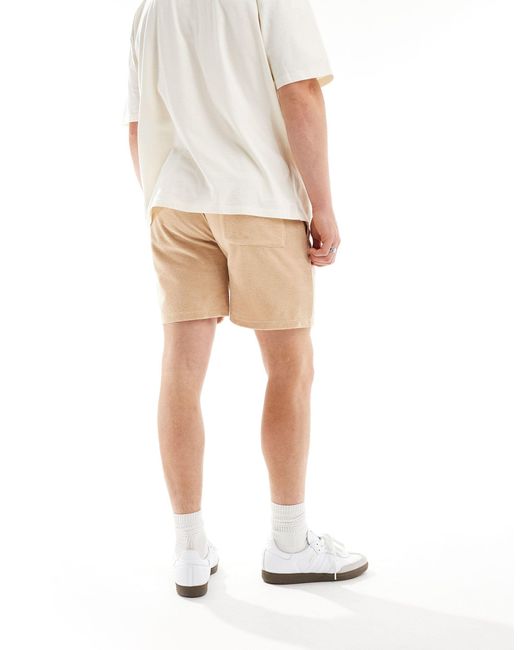 ASOS Natural Slim Towelling Shorts for men