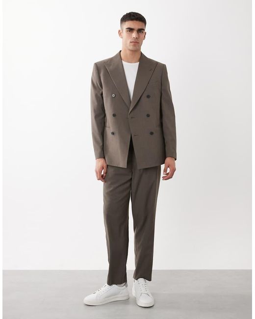 ASOS Brown Regular Double Breasted Suit Jacket for men