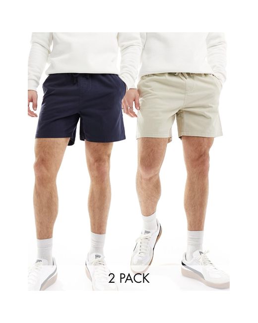Another Influence White 2 Pack Cotton Twill Chino Shorts for men