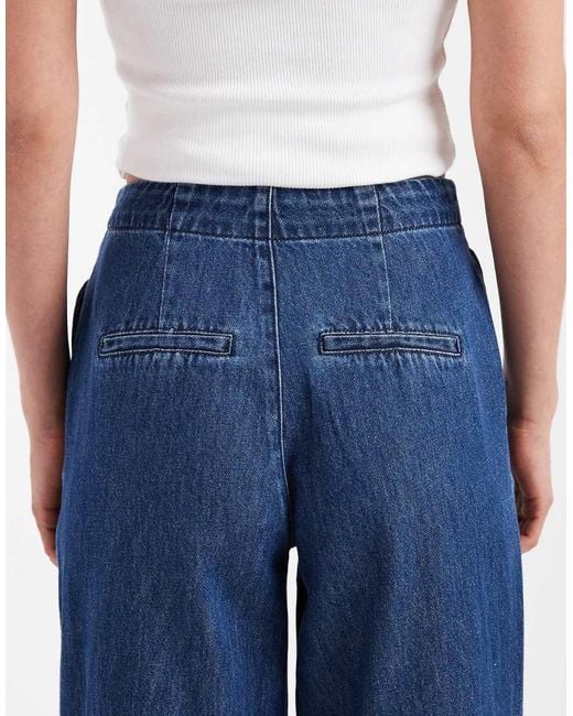 Vero Moda Blue Rae Pleat Front Wide Leg Jeans