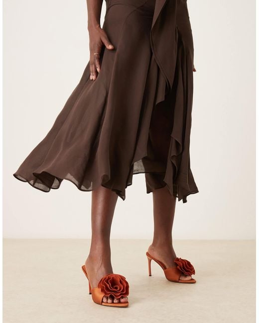 ASOS Brown Naomi Corsage Detail High Heel Mules