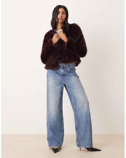 Threadbare Brown Faux Fur Collarless Jacket