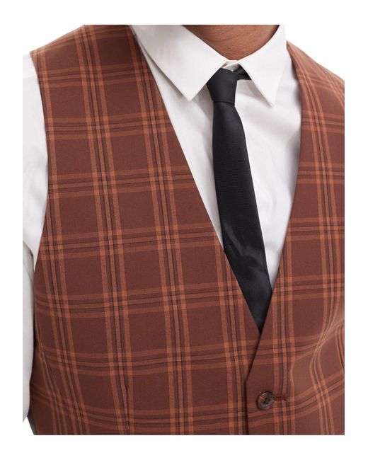 ASOS Brown Super Skinny Suit Waistcoat for men