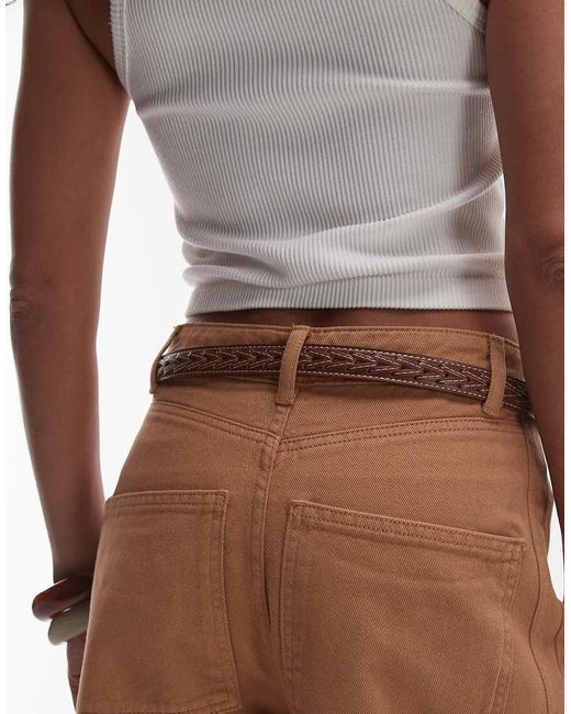 Cintura Sottile Con Dettaglio Intrecciato di Mango in Brown