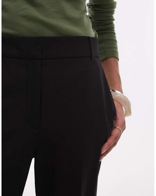 Mango Geweven Broek Met Rechte Pijpen in het Black