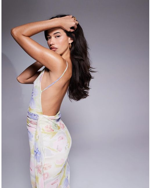ASOS Purple Sleeveless With Open Back With Sash Detail Maxi Dress