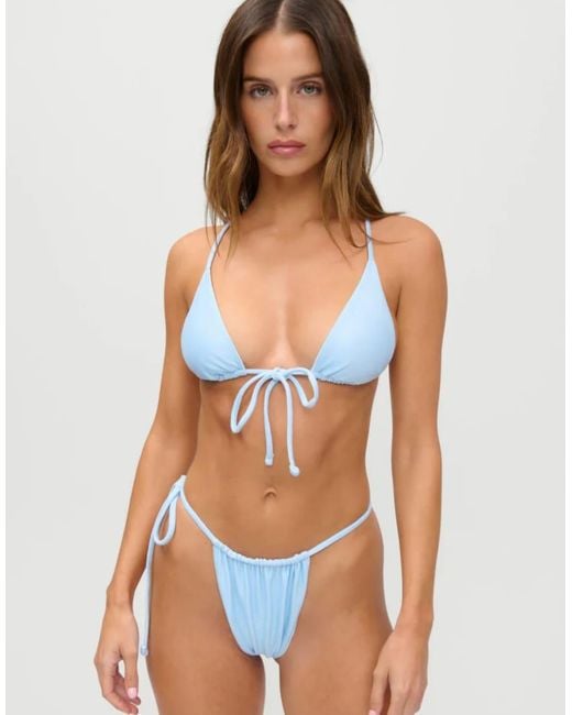 Frankie's Bikinis Blue X Jennie Kim Triangle Towelling Bikini Top
