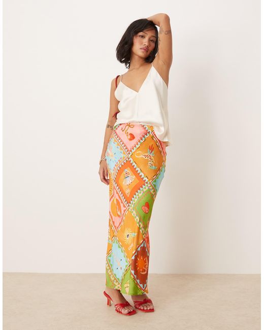 Never Fully Dressed Multicolor Petite – maxirock mit patchwork-print