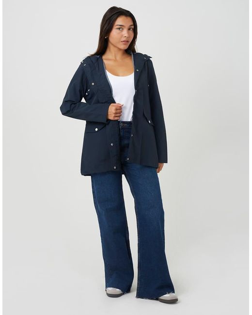 Brave Soul Blue Lightweight Coated Hooded Jacket