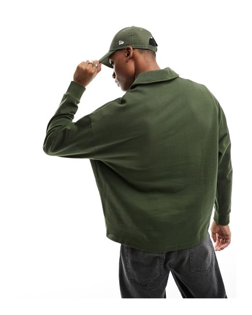 ASOS Green Oversized Half Zip Sweatshirt With Pockets for men