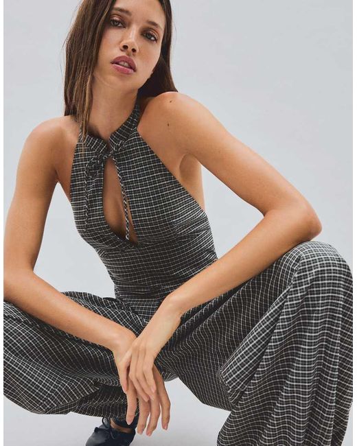 Bershka Gray Halter Neck Top