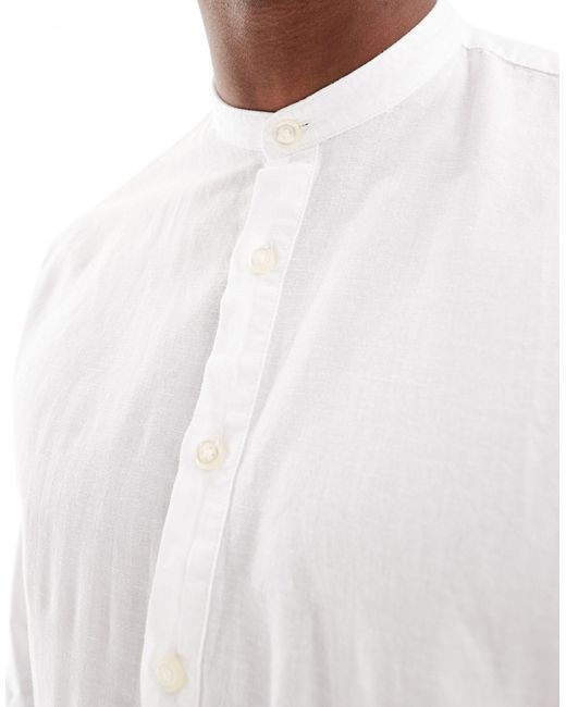 Jack & Jones White Overhead Linen Shirt for men
