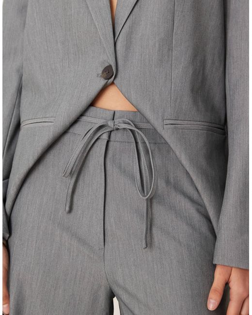 Vila Gray Tie Waist Wide Leg Tailored Trouser Co-Ord